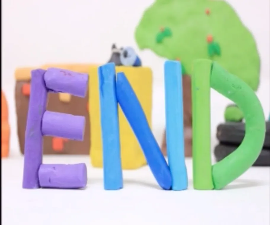 ผลงานผู้เรียน Clay Stop Motion ตัวอักษร END จากดินน้ำมัน