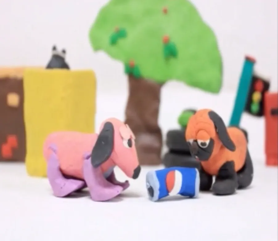 ผลงานผู้เรียน Clay Stop Motion สัตว์ดินน้ำมันในฉากต้นไม้
