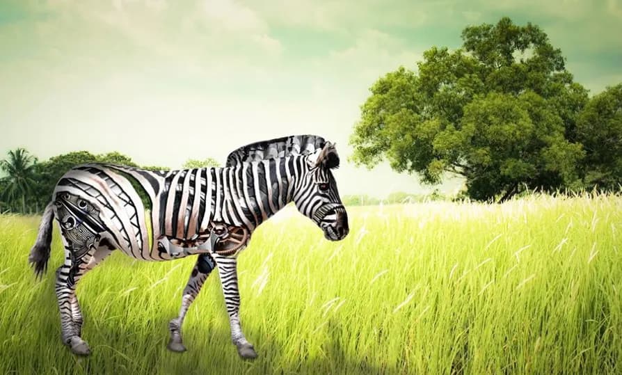ผลงานผู้เรียน Digital Compositing ม้าลายกลางทุ่งหญ้า