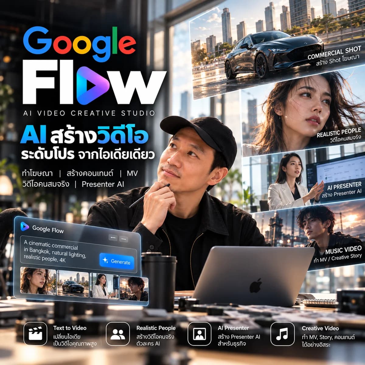 Google Flow AI Video — วาง Storyboard สร้างและคัด AI Video สำหรับงานจริง